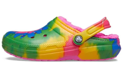 Crocs Classic Tie Dye Fuzz Lined Clogs 'Multi Color' Gs