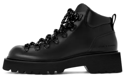 CHARLES&KEITH PU Ankle Length Combat Boots 4.2cm Women's Black