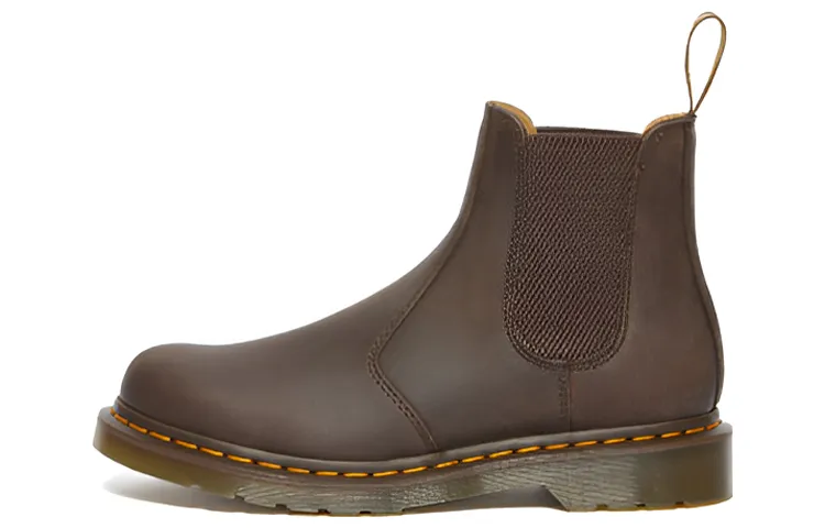 2976 Dr.Martens Yellow Stitch Crazy Horse Leather Chelsea Boot 'Dark Brown'