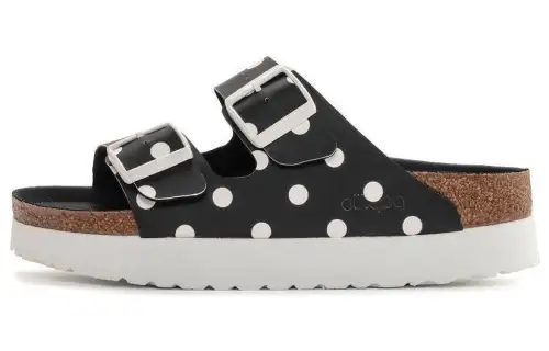Birkenstock Arizona Platform Birko Flor Narrow Fit 'Black White Dots' Women's