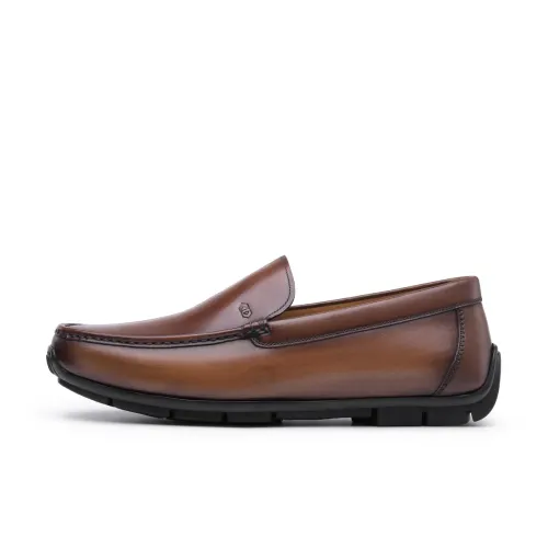 Chrisdien Deny Cresdanny Cowhide leather Low-top fashion trend versatile Bean shoes Men's Brown