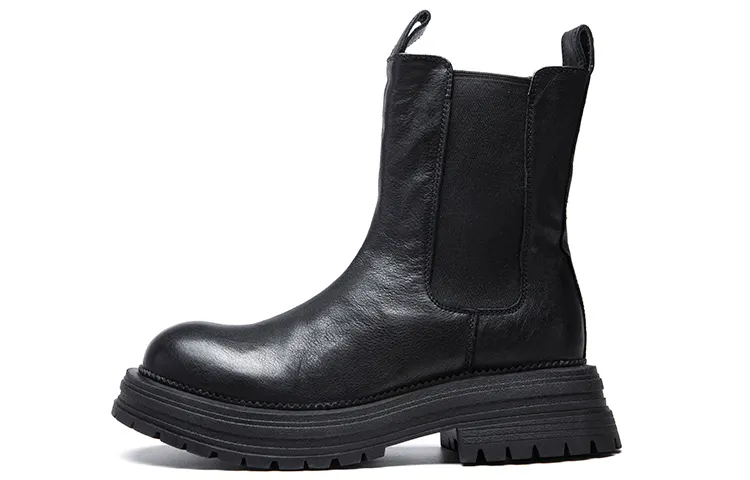 Anthony Miles Cow Leather Short Chelsea Boots Women's Black