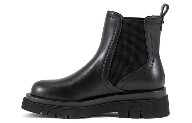 SAM EDELMAN Cow Leather Comfortable Round Toe Short Chelsea Boots 4.5cm Women's Black