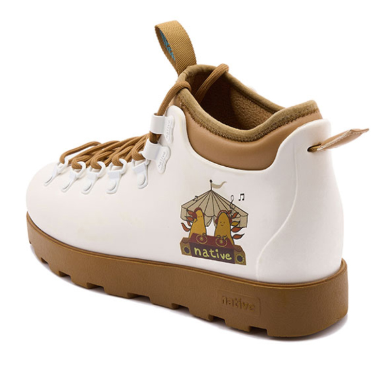 TIA X Native Shoes Fitzsimmons Short Combat Boots Unisex White Brown