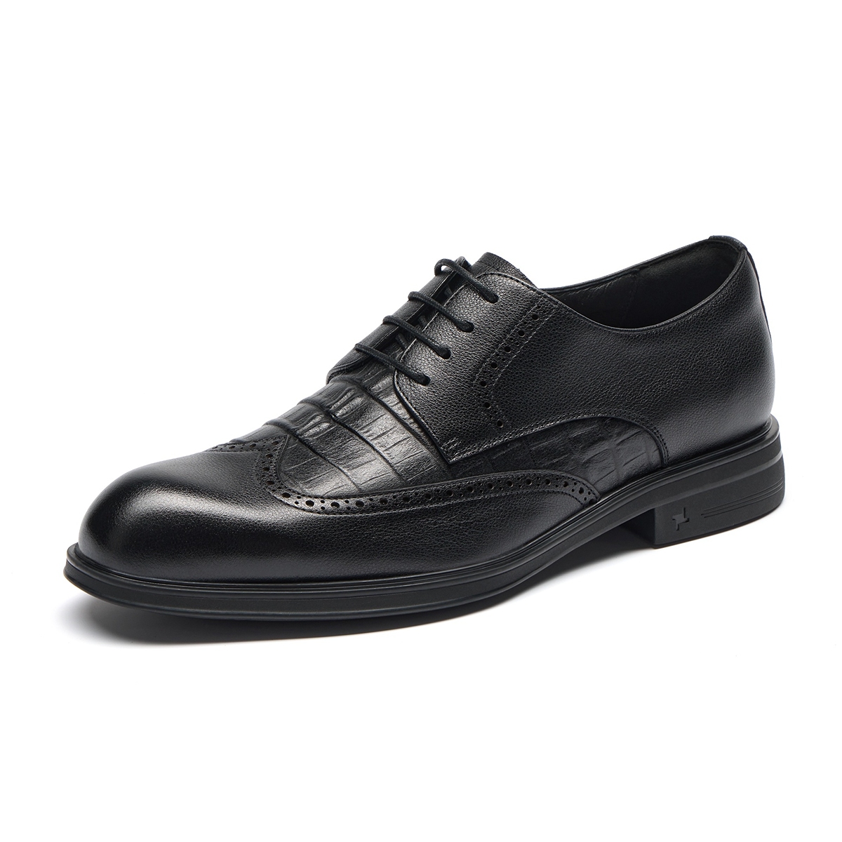 SEVEN Qipai Cow Leather Comfortable Classic Commuting Business Workplace Interview Wedding Groomsmen Wear Versatile Simple Formal Leather Shoes Men's Black
