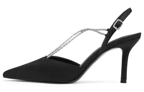 CHARLES&KEITH Fabric High Heels 8.1cm Women's Black