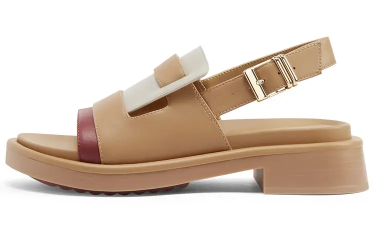 CHARLES&KEITH Stylish Sandal Multicolor Open Toe Chunky Heel High Heel Women's Tea Brown