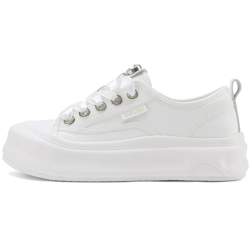 D FUSE SCANDINAVIA White Sneakers Flat Shoes Cow Split Leather Slip Resistant, Abrasion Resistant, Lightweight