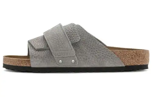 Birkenstock Leather Slide Slippers Men's Whale Gray Narrow