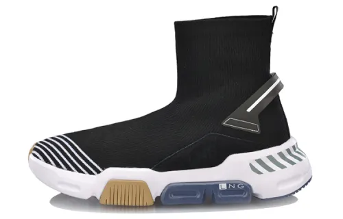 Li Ning LNG Breathable High top Skateboard Shoes Men's Black White