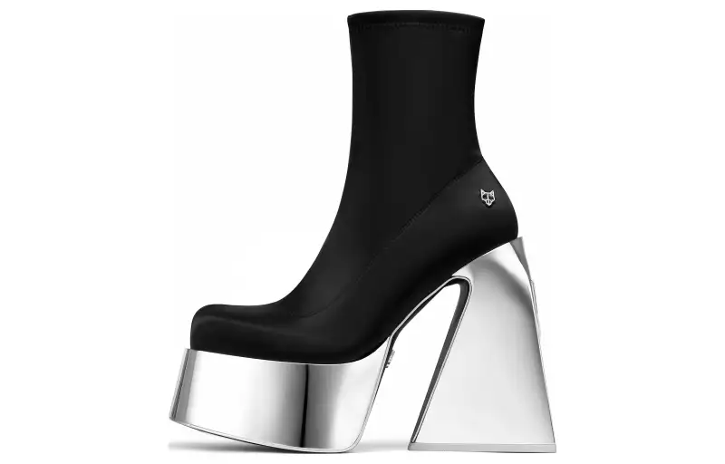 Naked Wolfe Jules Fashion Ankle Boots 15cm Women's Black Silver