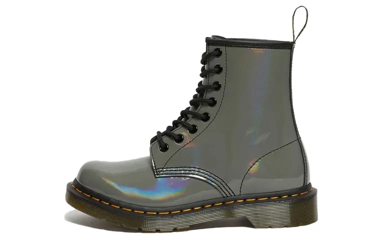 Dr. Martens 1460 Rainbow Patent Lace Up Boots 'Gunmetal' Women's