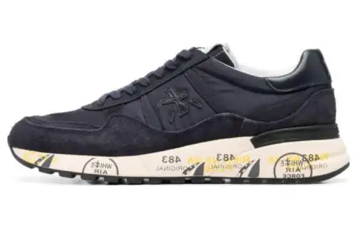 PREMIATA Landeck Leather Fashion Low top Casual Shoes Men's Marine Blue