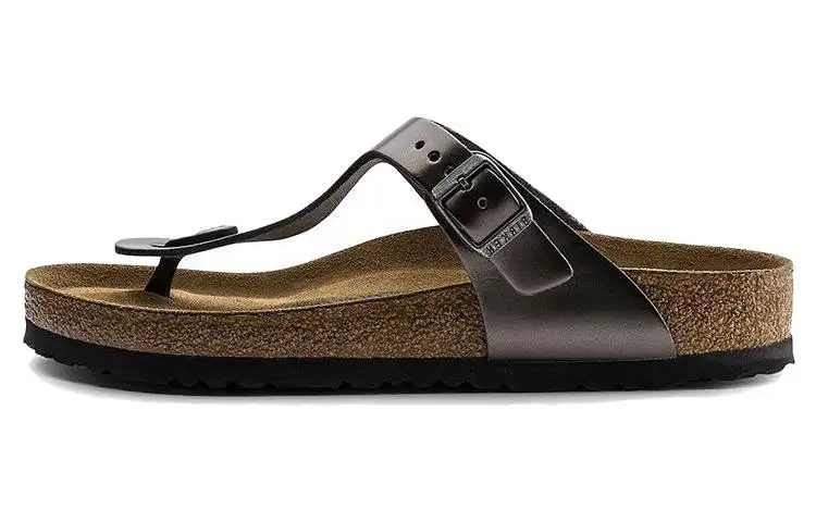 Birkenstock Flip Flops Women's Metal Coal Gray Narrow