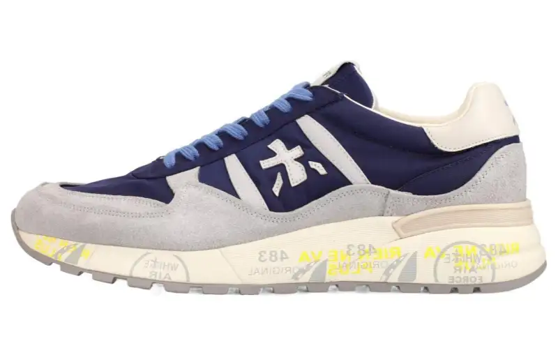PREMIATA Leather Low top Casual Shoes Men's Blue Gray