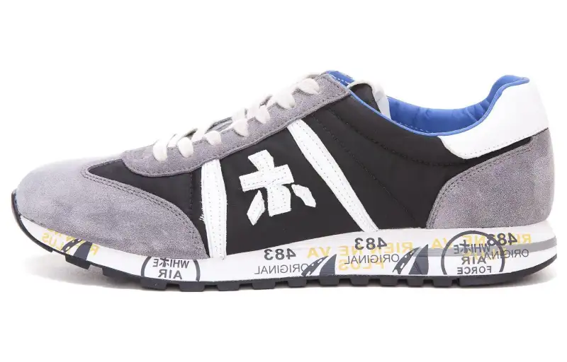 PREMIATA Leather Cushioning Low top Casual Shoes Men's Gray Black