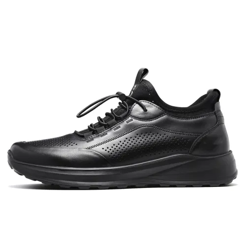 CARTELO Cow Split Leather Casual Leather Shoes Men's Black