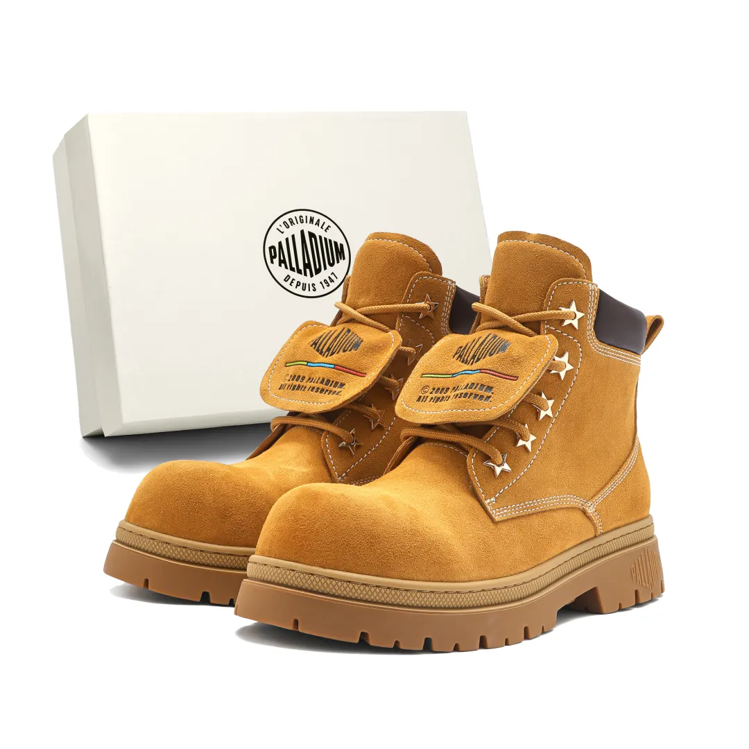 Palladium Combat Boots Unisex Brown Yellow, Khaki, Dark Brown