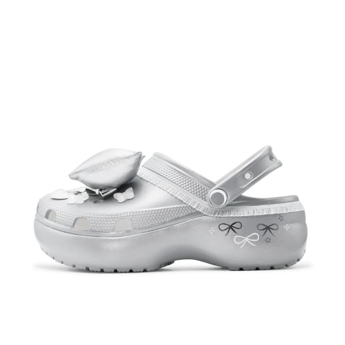 Crocs Classic Platform Clog Clogs Women's Ballet Silver White