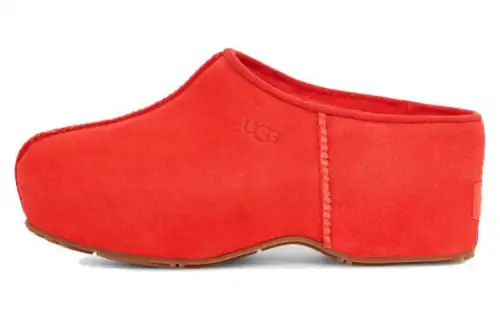 UGG Leather Closed Toe Slippers Women's Red