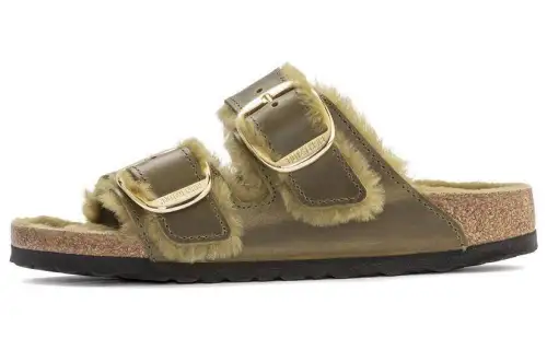 Birkenstock Arizona Leather Slide Slippers Women's Green