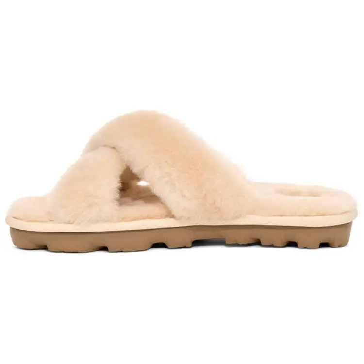 UGG Fluff Fashion Trend Minimalist Style Comfortable Fleece-Lined Mules Slide Slippers Women's Beige