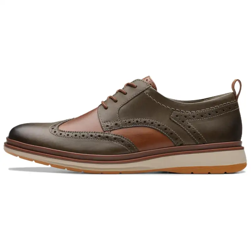 Clarks Leather Casual Shoes Men's Dark Olive