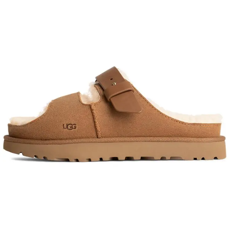 UGG Newborn Collection, Porte Chouxfleur, Minimalist Fashion, Fleece Lined Mules Slide Slippers Women's Chestnut