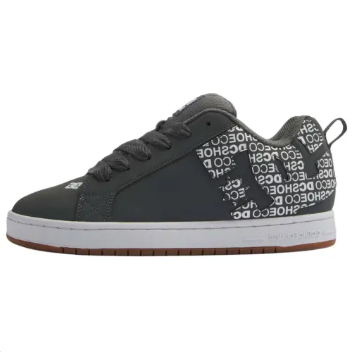 DC Shoes Leather Comfortable And Trendy Low top Skateboard Shoes Men's Dark Gray White