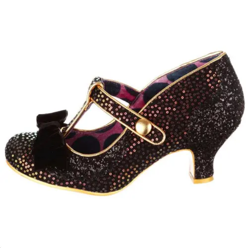 IRREGULAR CHOICE Pu Slim Heel High Heels 6CM Women's Black Gold