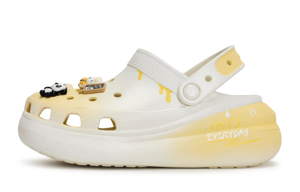 Crocs Crush Clog REGO Hot Dog, Panda Baking Clogs Unisex White Yellow