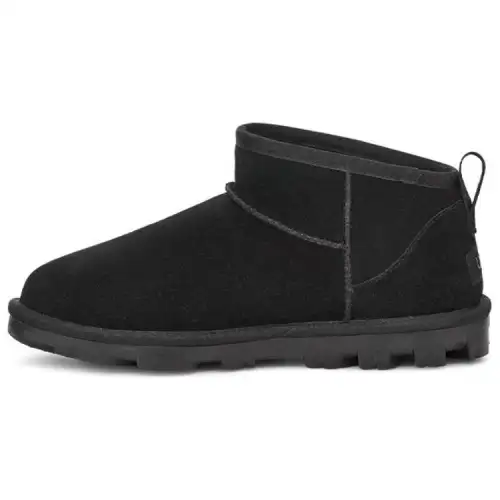 UGG Essential Cow Split Leather Thermal Comfortable Fleece Lined Short Snow Boots Women's Black