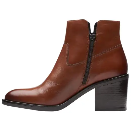 Clarks Valvestino Lo Leather Ankle Boots 7.5cm Women's Dark Umber