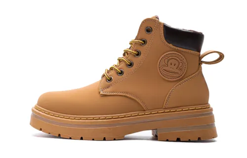 PAUL FRANK Slip Resistant Abrasion Resistant Short Combat Boots Unisex Khaki