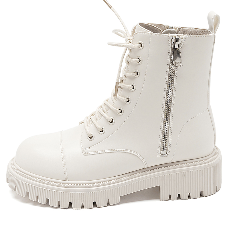 AGSDON PU Synthetic Leather Short Combat Boots 5cm Women's