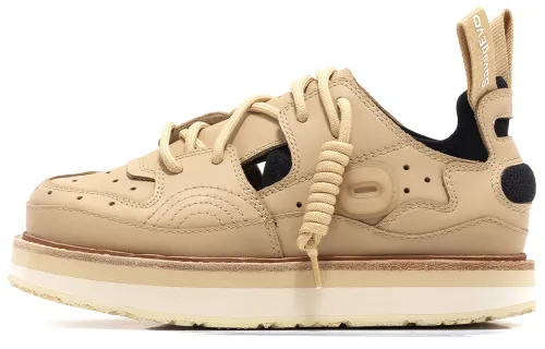 OETZI Cow Leather Slip Resistant Slip Resistant Low top Skateboard Shoes Unisex Khaki