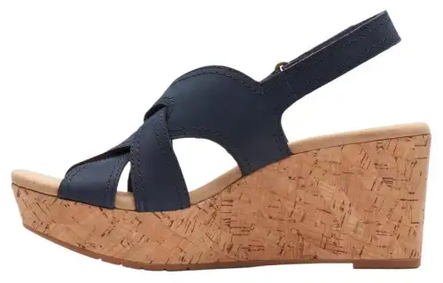 Clarks Cow Leather One Strap Sandals Women's Marine Blue