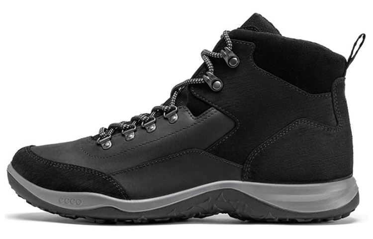 Ecco Cow Leather High top Outdoor Casual Shoes Men’s Black
