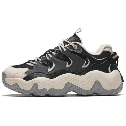 Anta Star Synthetic Leather Slip Resistant Abrasion Resistant Low top Casual Shoes Women's Black Gray Beige