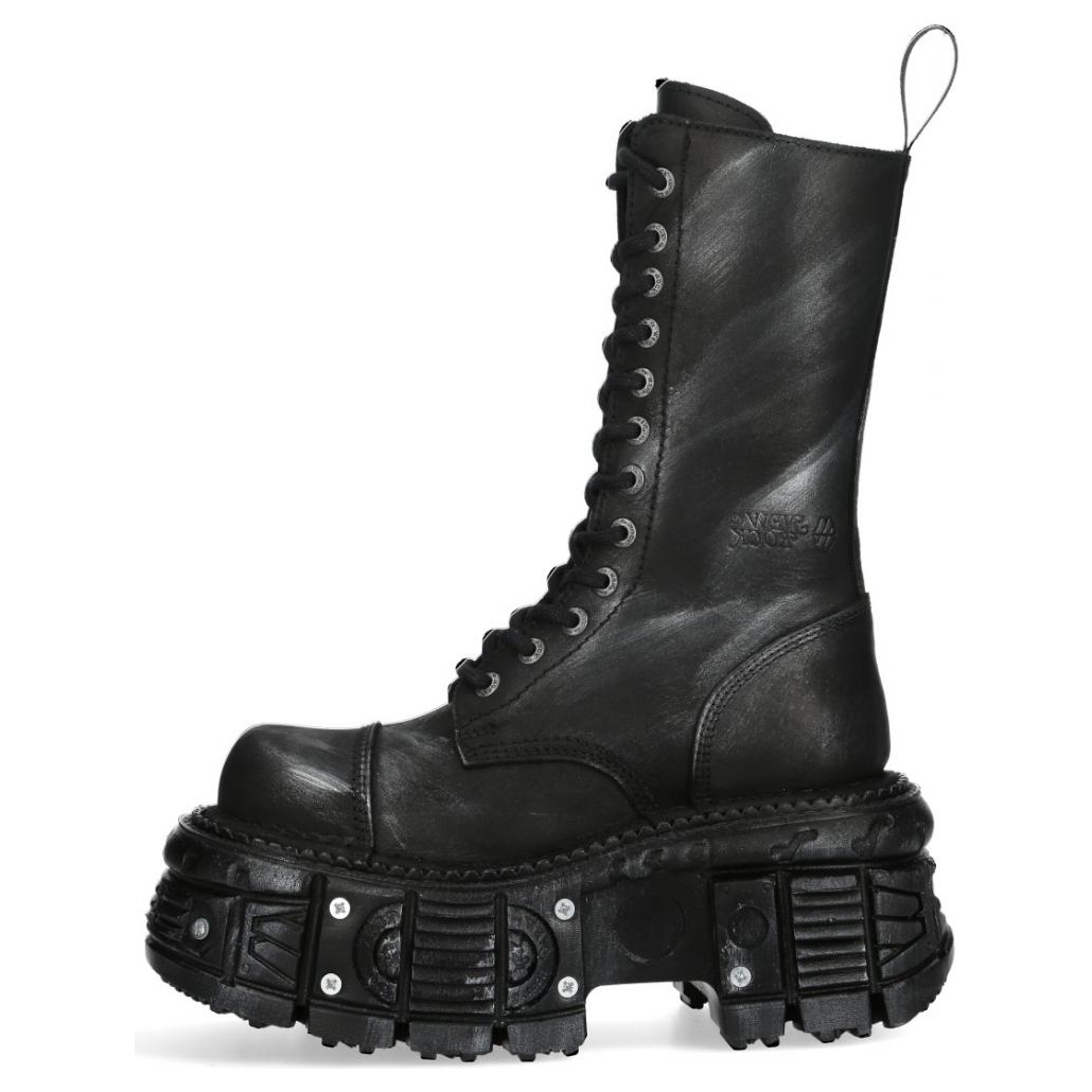 NEW ROCK Crew Combat Boots 10cm Unisex Black