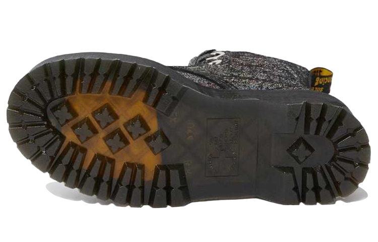 Dr.Martens Molly Metallic Short Combat Boots Women's Black Silver