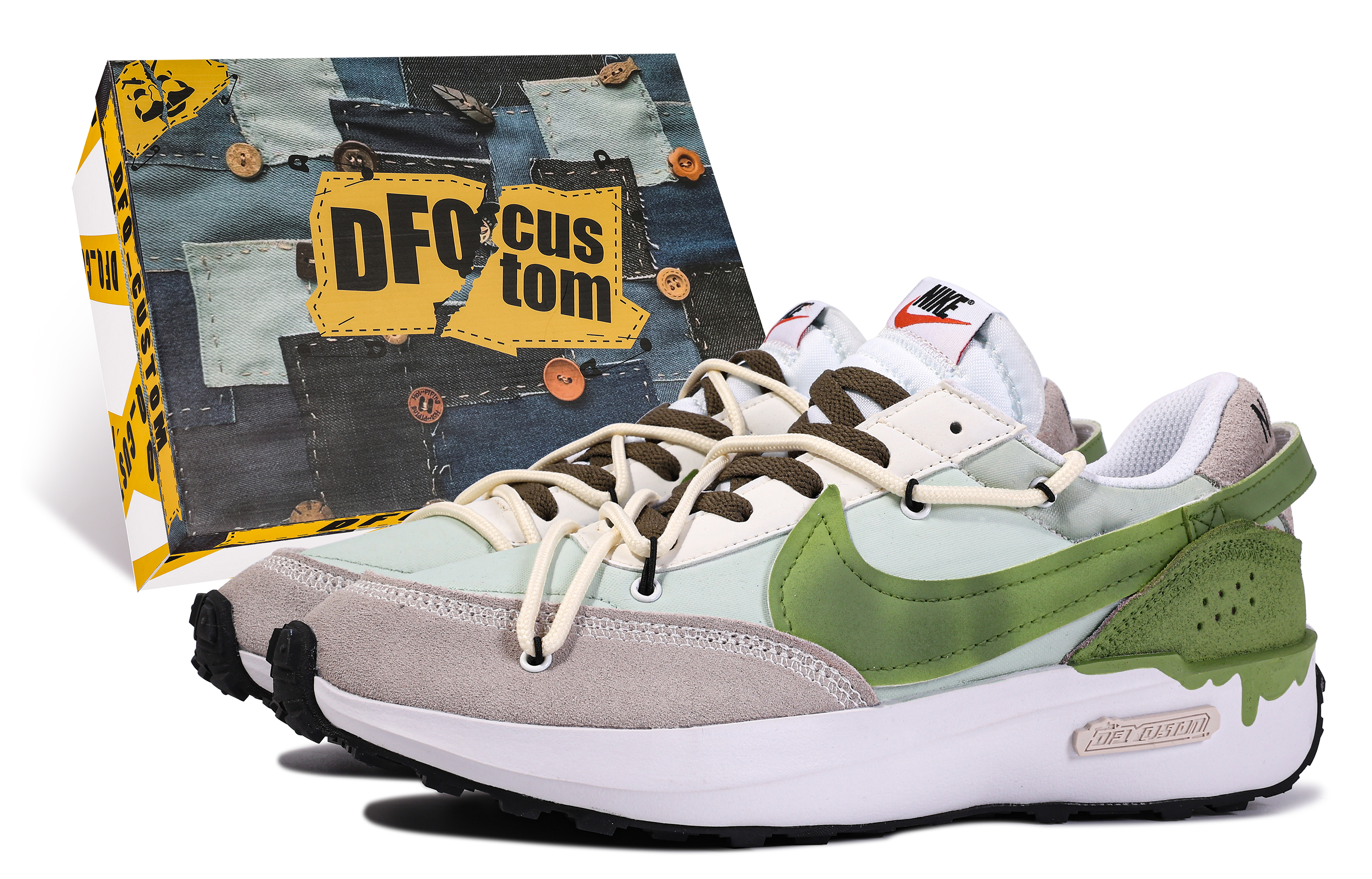 Nike Waffle Debut Low top Casual Shoes Women's Green Gray