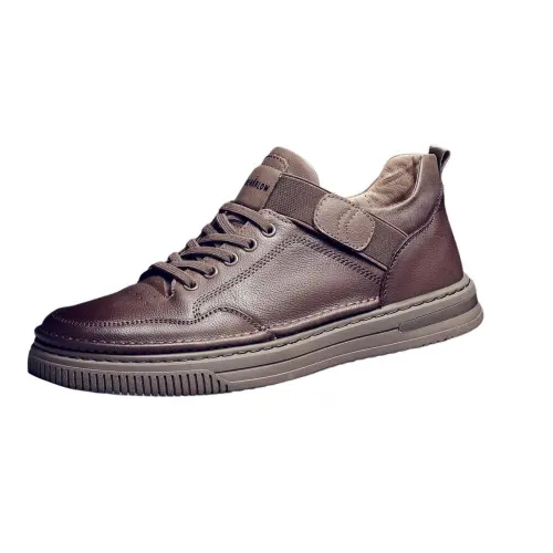 JANE HARLOW Top Grain Cow Leather Low top Skateboard Shoes Men's Brown