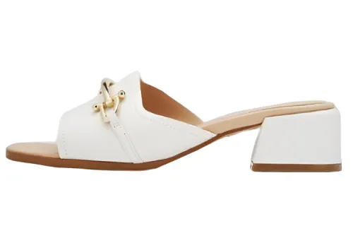 Clarks Rubber Sole Metal Quiet Quick Dry Slide Slippers Women's White