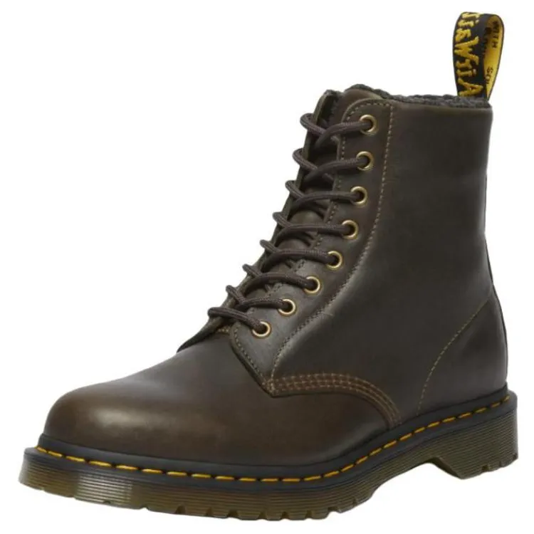 1460 Dr.Martens Faux Fur Lined Grizzly Leather Lace Up Boot 'Olive'