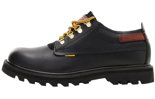 CAT Casual Leather Shoes Unisex Low Top Black