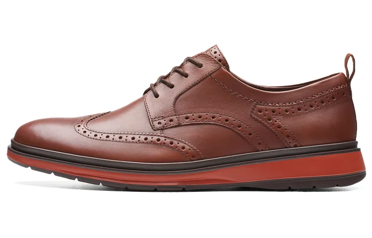 Clarks Casual Leather Shoes Men's Low Top Tan 261739367