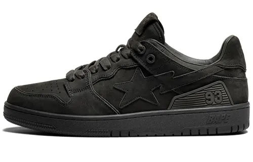 A BATHING APE SK8 STA URBAN FALL Leather Stylish Skateboarding Shoes Men's Black