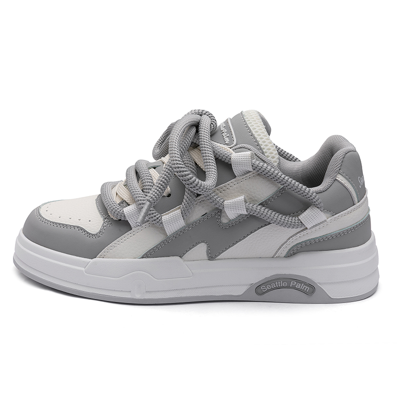 Seattle Palm Microfiber Leather Low top Skateboard Shoes Unisex White Gray
