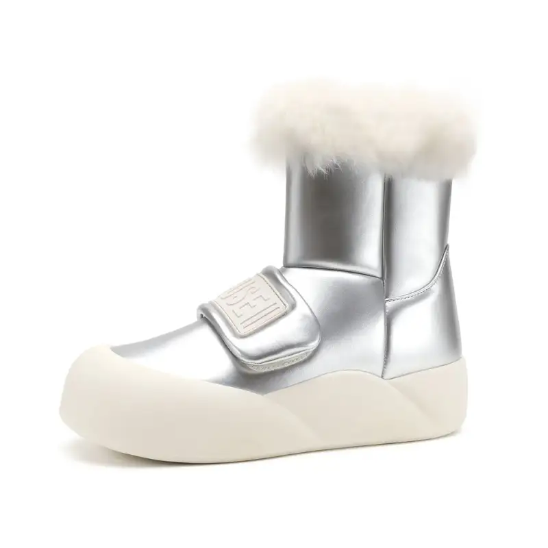 D FUSE SCANDINAVIA Thermal Height Increasing Coverage Versatile Fashion Fleece Lined Snow Boots Women's Silver
